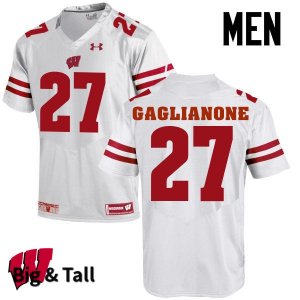 Men's Wisconsin Badgers NCAA #27 Rafael Gaglianone White Authentic Under Armour Big & Tall Stitched College Football Jersey VR31V75AP